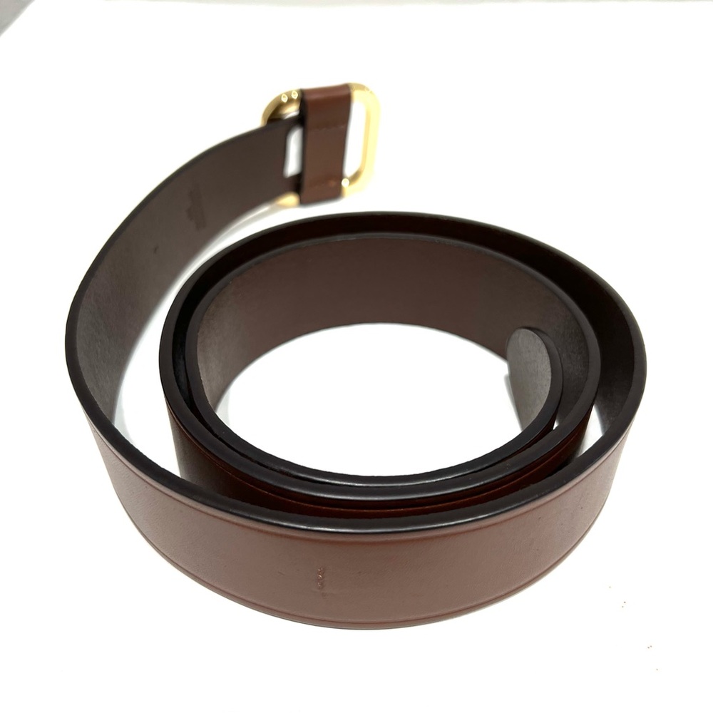 Lauren Ralph Lauren Women's Leather Slide Buckle Belt Size L Brown Brass - Picture 2 of 4